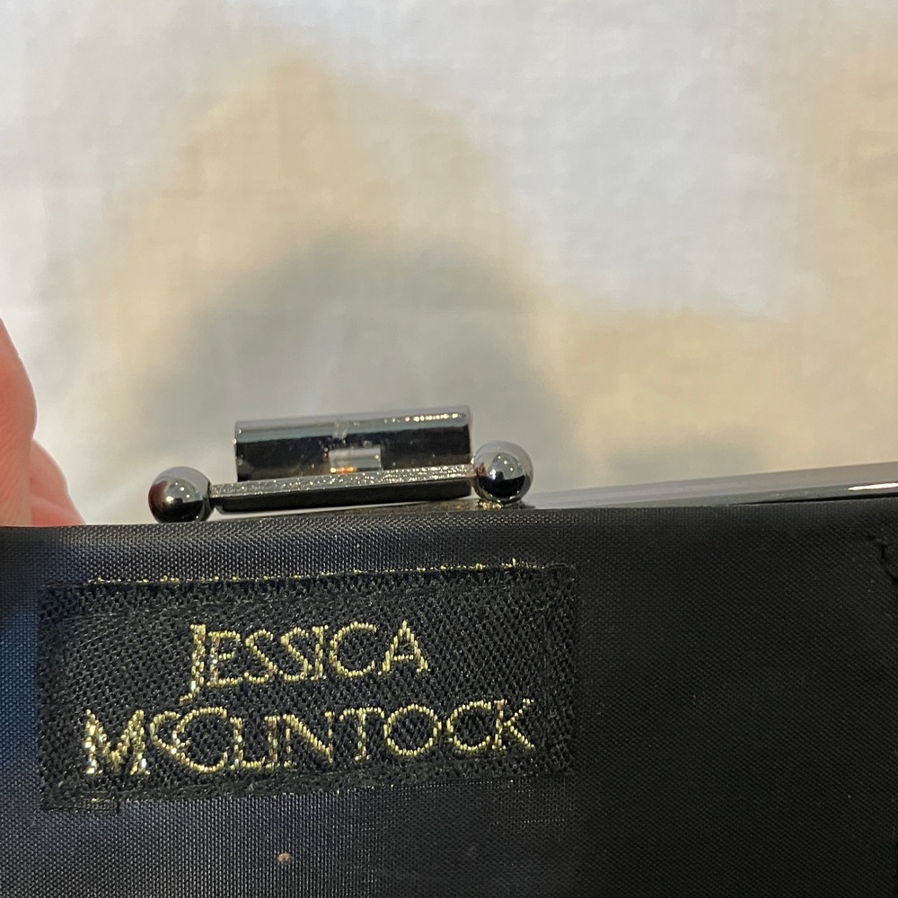 Black Pleated Evening Gunne Sax Handbag by Jessica McClintock - Picture 8 of 12